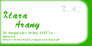 klara arany business card